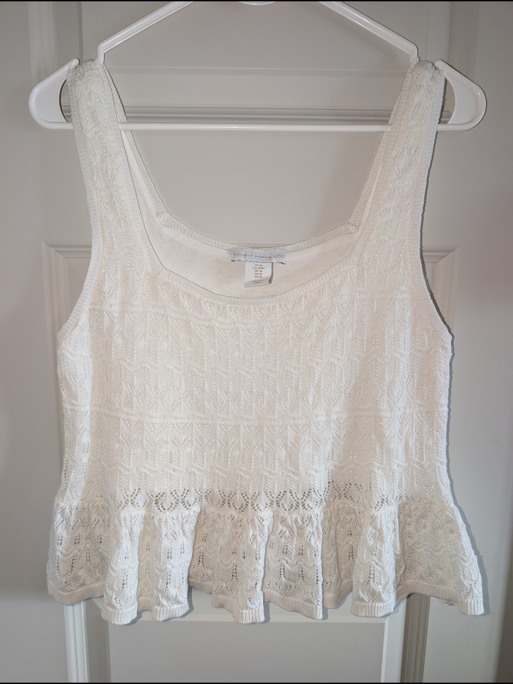 White Crochet Peplum Tank Top